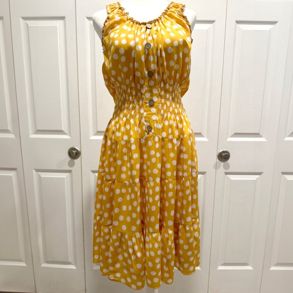 Yellow and white polka dot sundress // Echoine // Size L